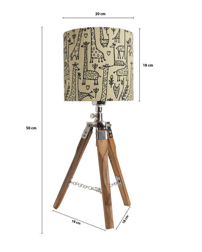 Modern Table Lamp, Wooden Base Modern Fabric Lampshade for Home Office Cafe Restaurant, Tripod