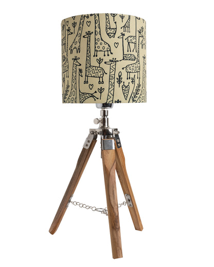 Modern Table Lamp, Wooden Base Modern Fabric Lampshade for Home Office Cafe Restaurant, Tripod