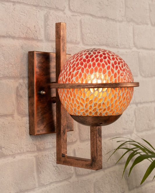 Rustic Wall Light Fixtures, Oil Rubbed Rust Finish Indoor Vintage Wall Sconce Industrial Lamp Fixture Glass Shade Farmhouse Metal Sconces for Bedroom Living Room Cafe