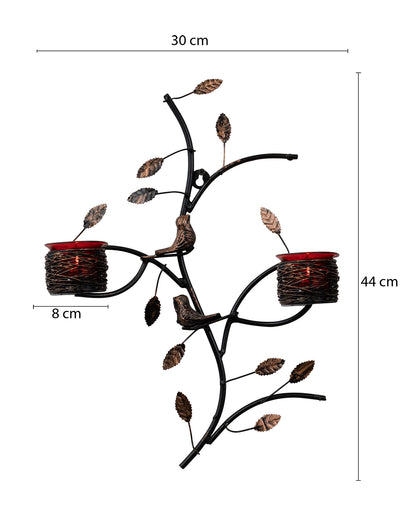 Tree with Bird Nest Votive Stand, Wall Candle holder and Tealight candles