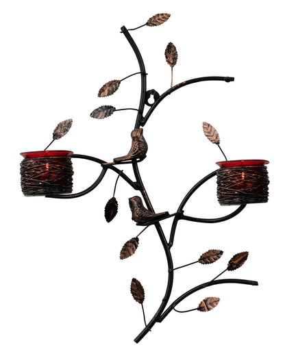 Tree with Bird Nest Votive Stand, Wall Candle holder and Tealight candles