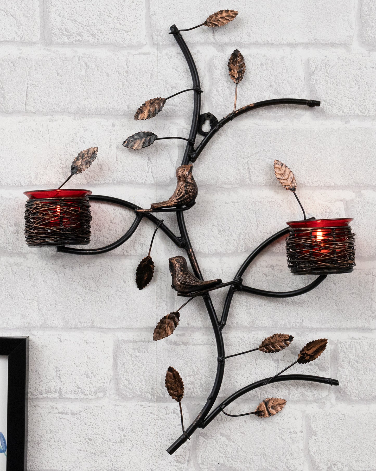 Tree with Bird Nest Votive Stand, Wall Candle holder and Tealight candles