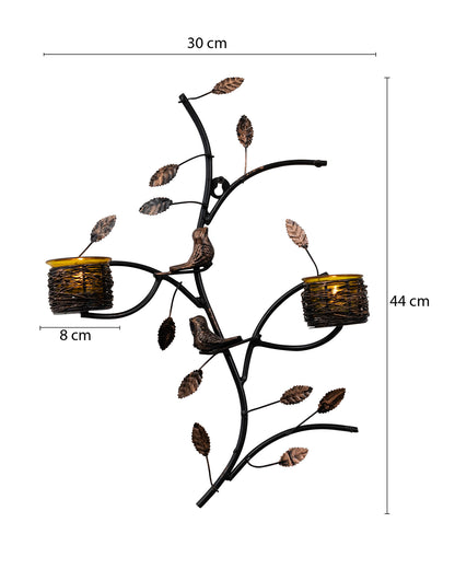 Tree with Bird Nest Votive Stand, Wall Candle holder and Tealight candles