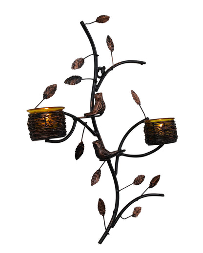 Tree with Bird Nest Votive Stand, Wall Candle holder and Tealight candles
