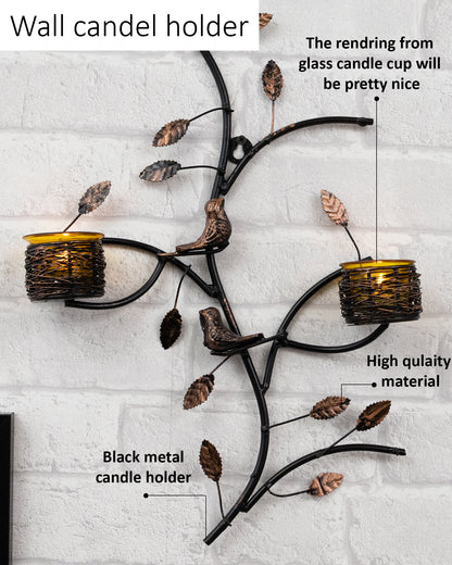 Tree with Bird Nest Votive Stand, Wall Candle holder and Tealight candles