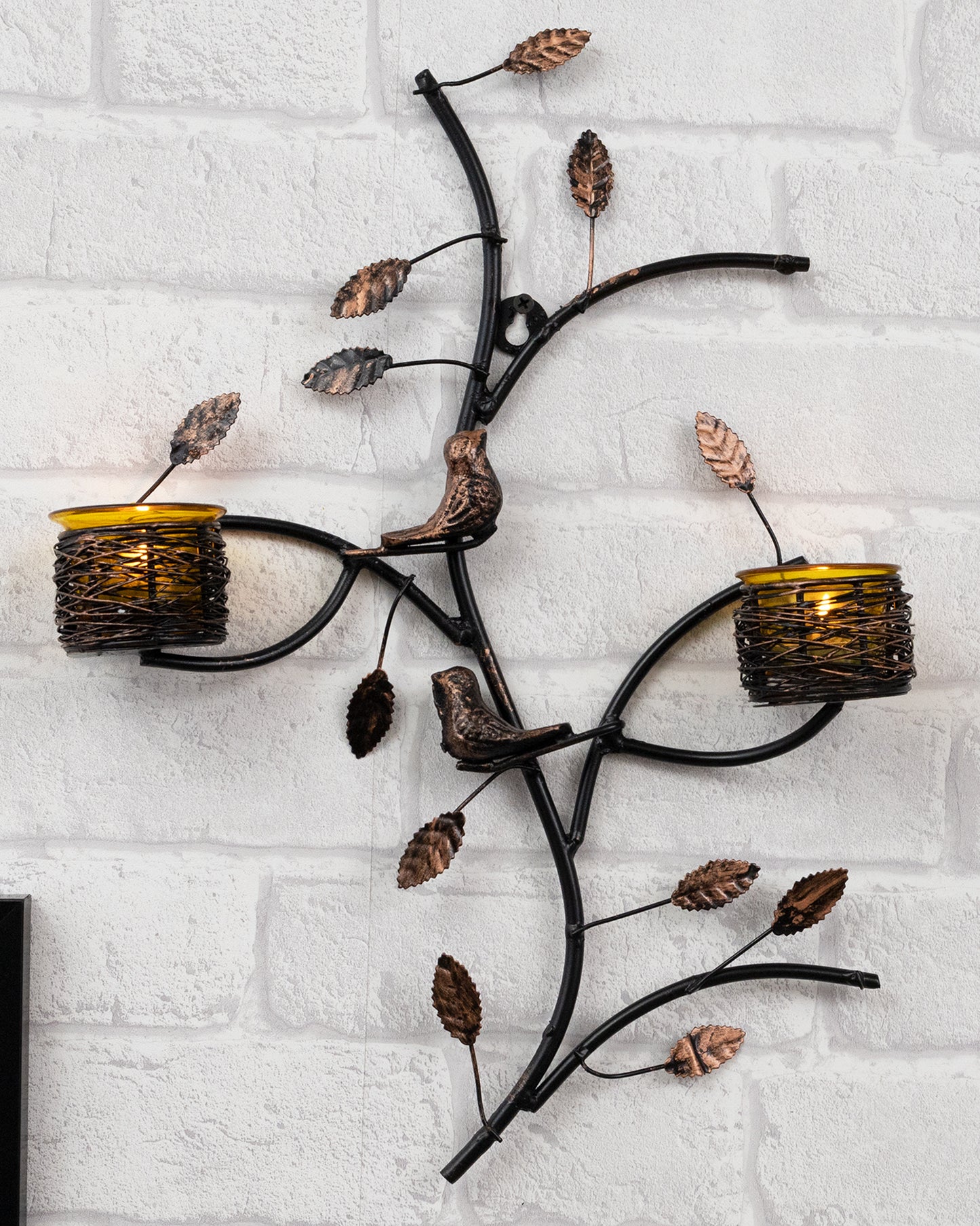 Tree with Bird Nest Votive Stand, Wall Candle holder and Tealight candles