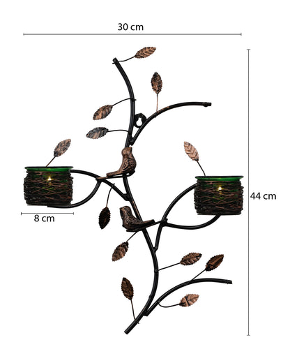 Tree with Bird Nest Votive Stand, Wall Candle holder and Tealight candles