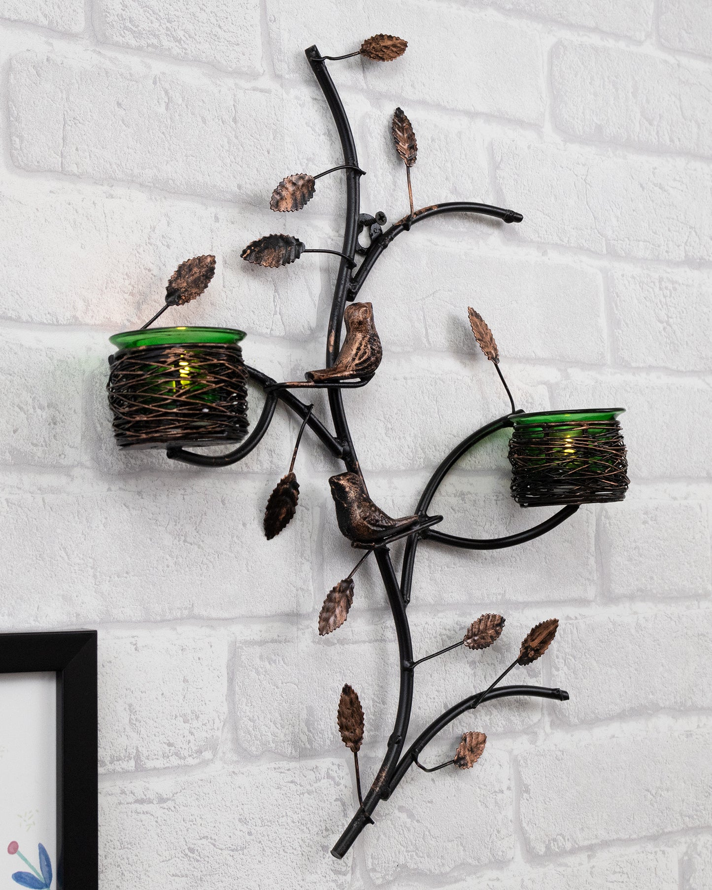 Tree with Bird Nest Votive Stand, Wall Candle holder and Tealight candles