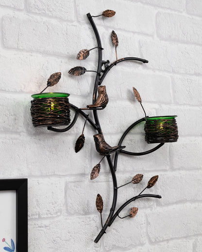 Tree with Bird Nest Votive Stand, Wall Candle holder and Tealight candles