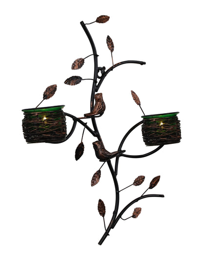 Tree with Bird Nest Votive Stand, Wall Candle holder and Tealight candles