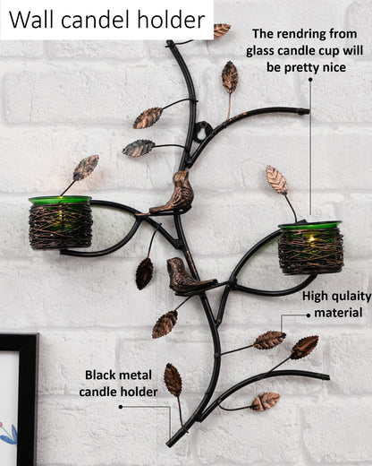 Tree with Bird Nest Votive Stand, Wall Candle holder and Tealight candles