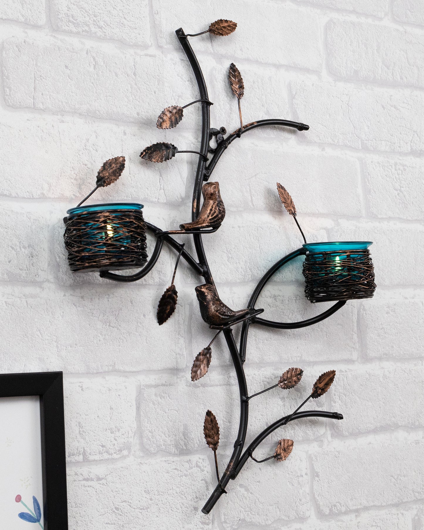 Tree with Bird Nest Votive Stand, Wall Candle holder and Tealight candles