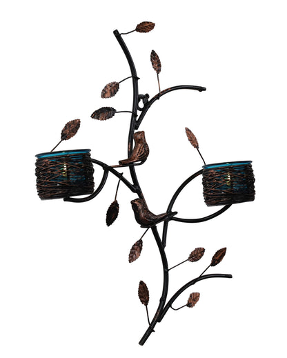 Tree with Bird Nest Votive Stand, Wall Candle holder and Tealight candles