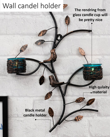 Tree with Bird Nest Votive Stand, Wall Candle holder and Tealight candles
