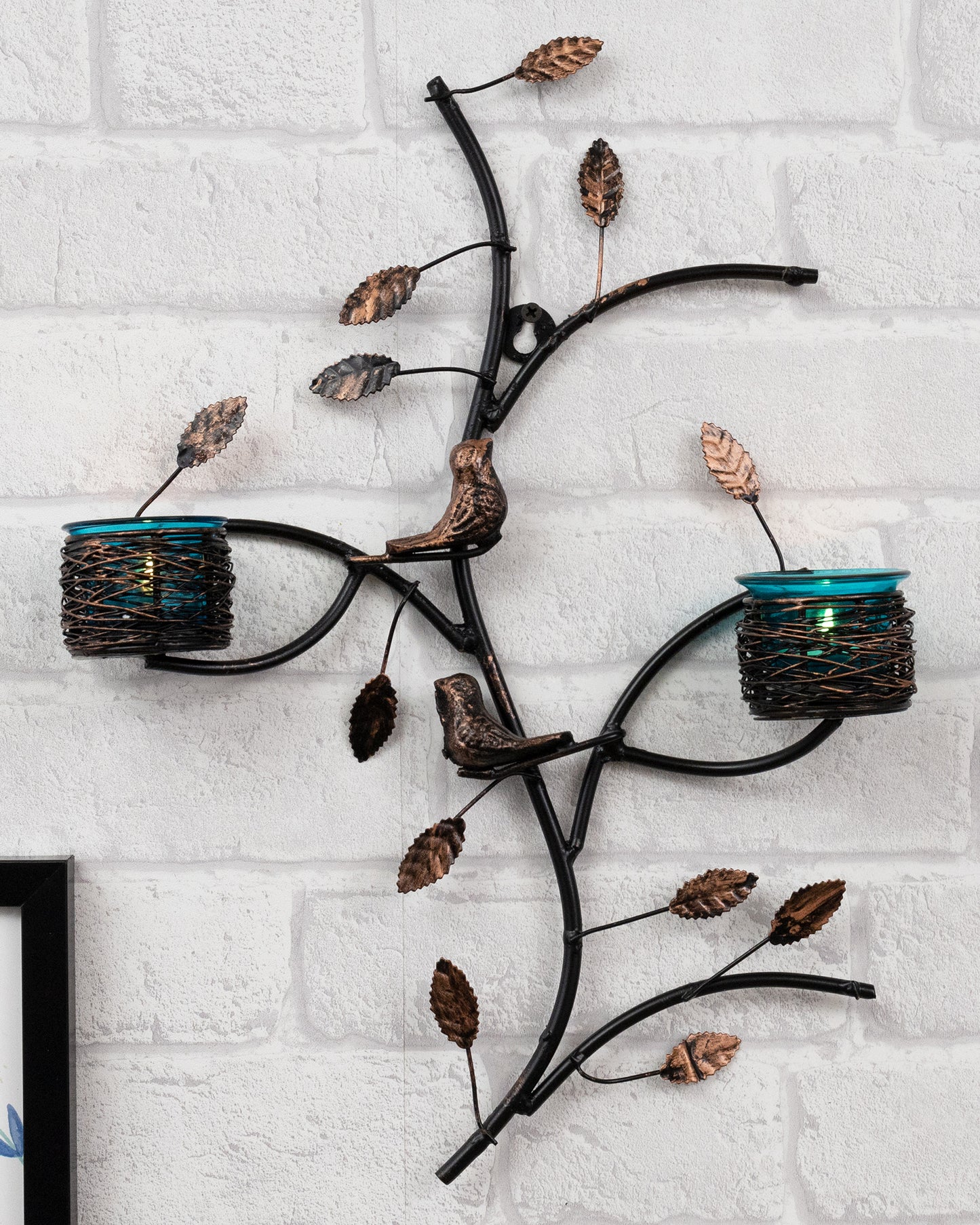 Tree with Bird Nest Votive Stand, Wall Candle holder and Tealight candles