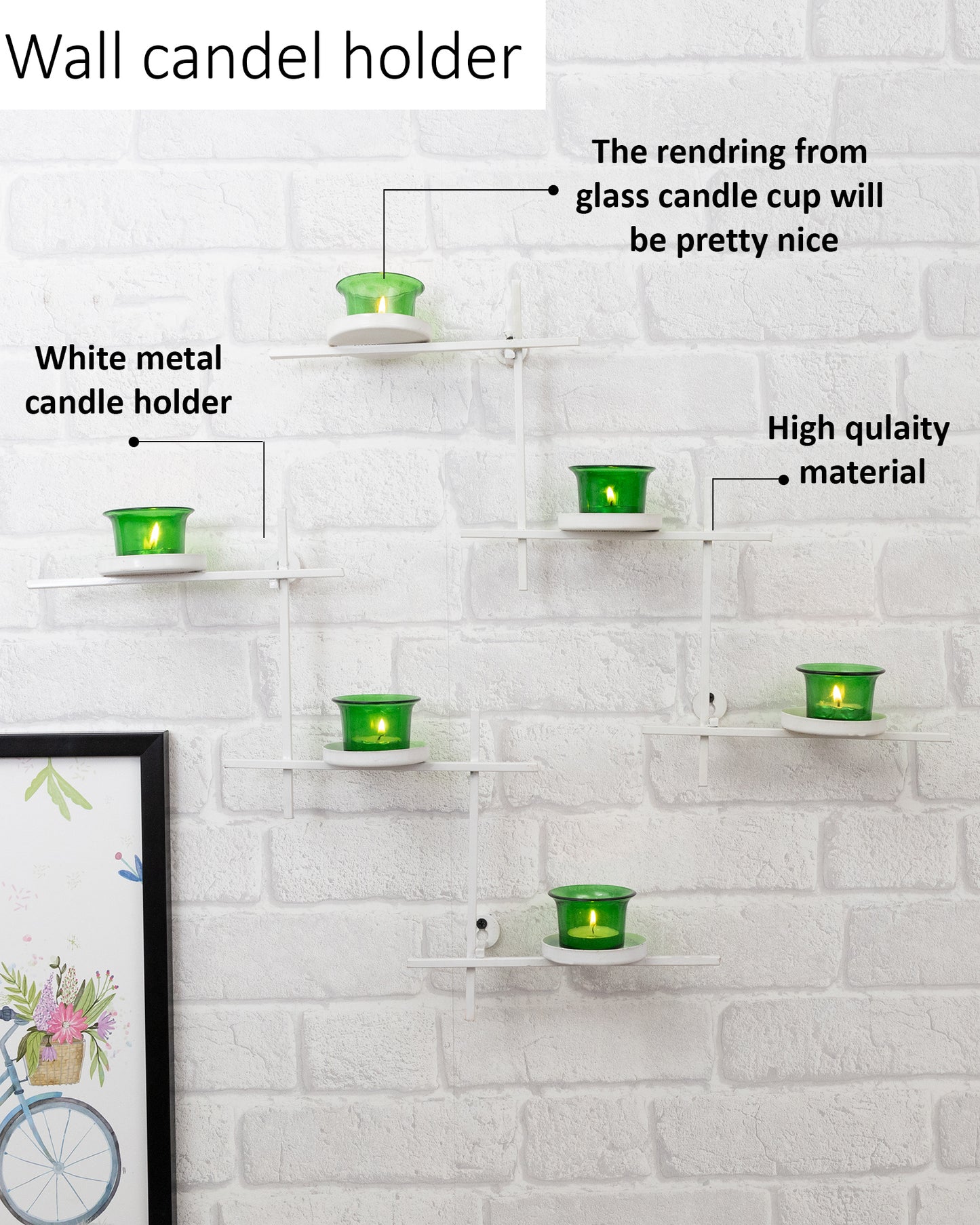White Scorching Ladder with Six Votive, Wall Hanging Candle Tealight Holder, Set of 2