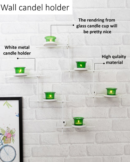 White Scorching Ladder with Six Votive, Wall Hanging Candle Tealight Holder, Set of 2