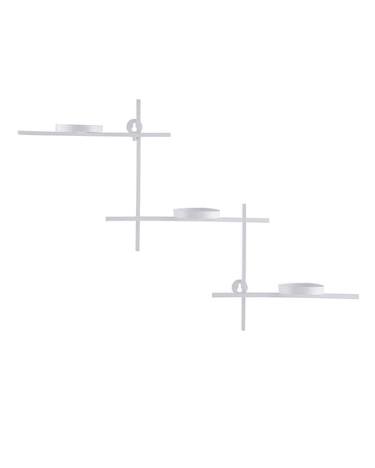 White Scorching Ladder with Six Votive, Wall Hanging Candle Tealight Holder, Set of 2