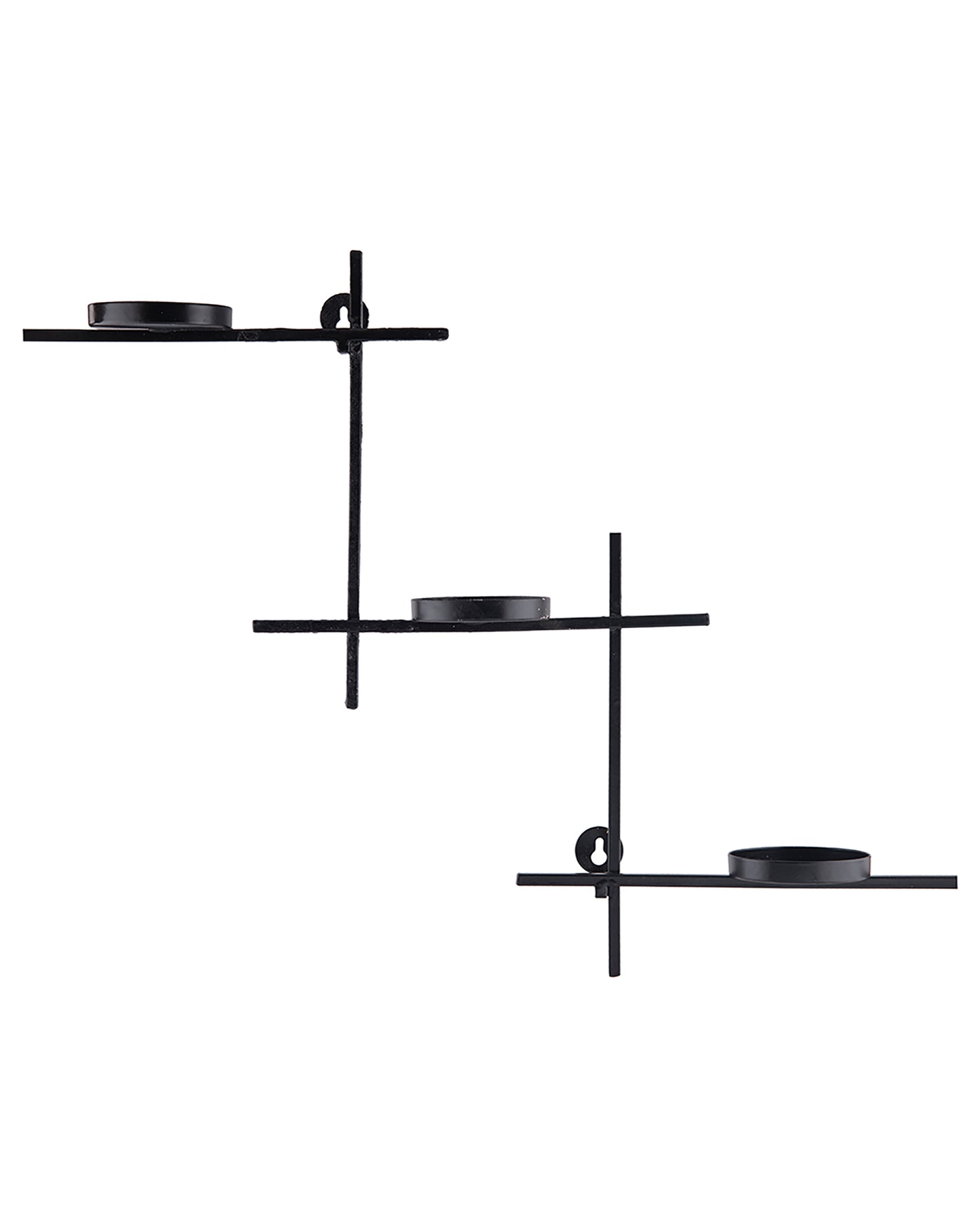 Black Scorching Ladder with Six Votive, Wall Hanging Candle Tealight Holder, Set of 2