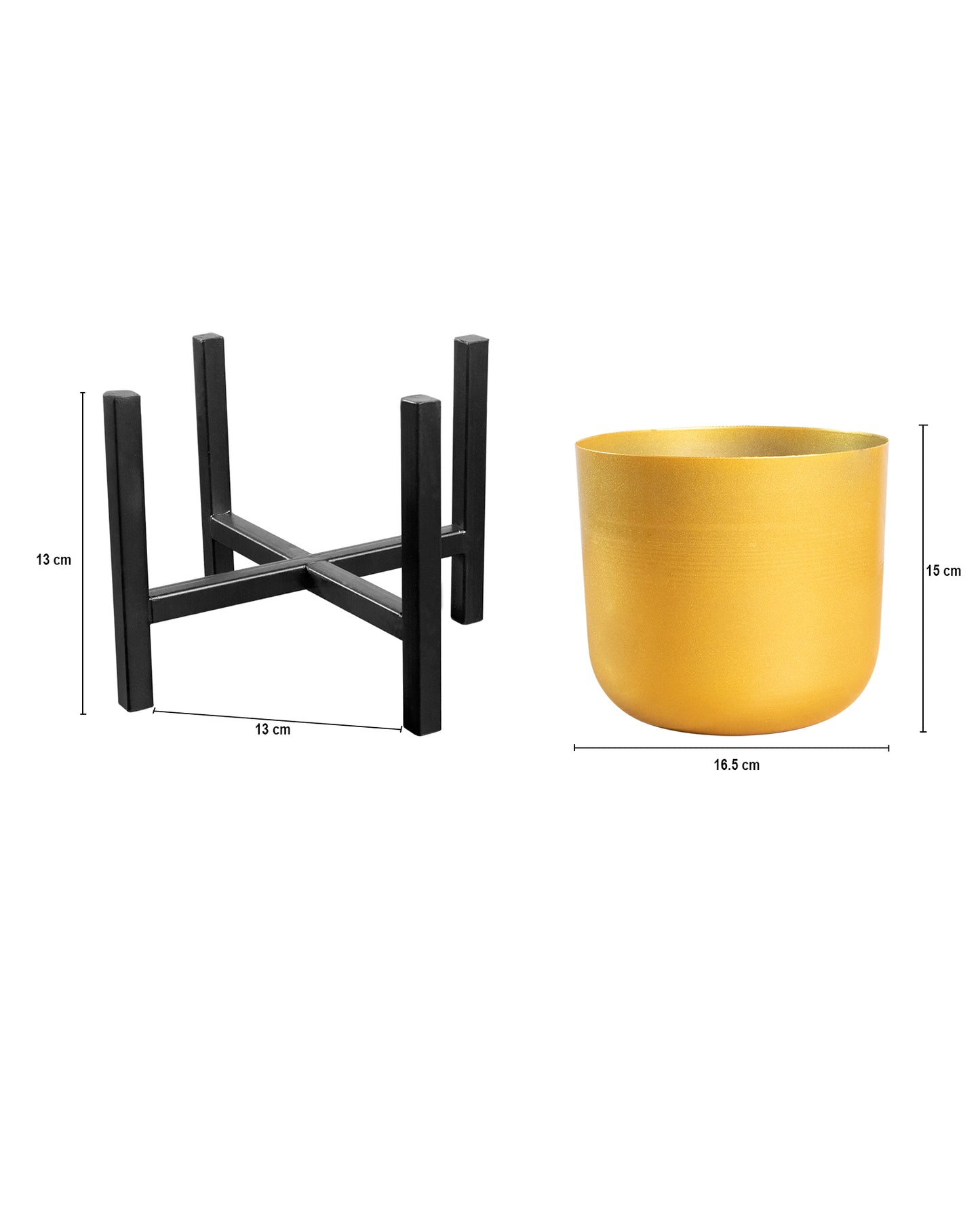 Mid Century Plant Stand with Pot Included 8 Inch Large Metal Planter Pot with Stand,Pack of 1