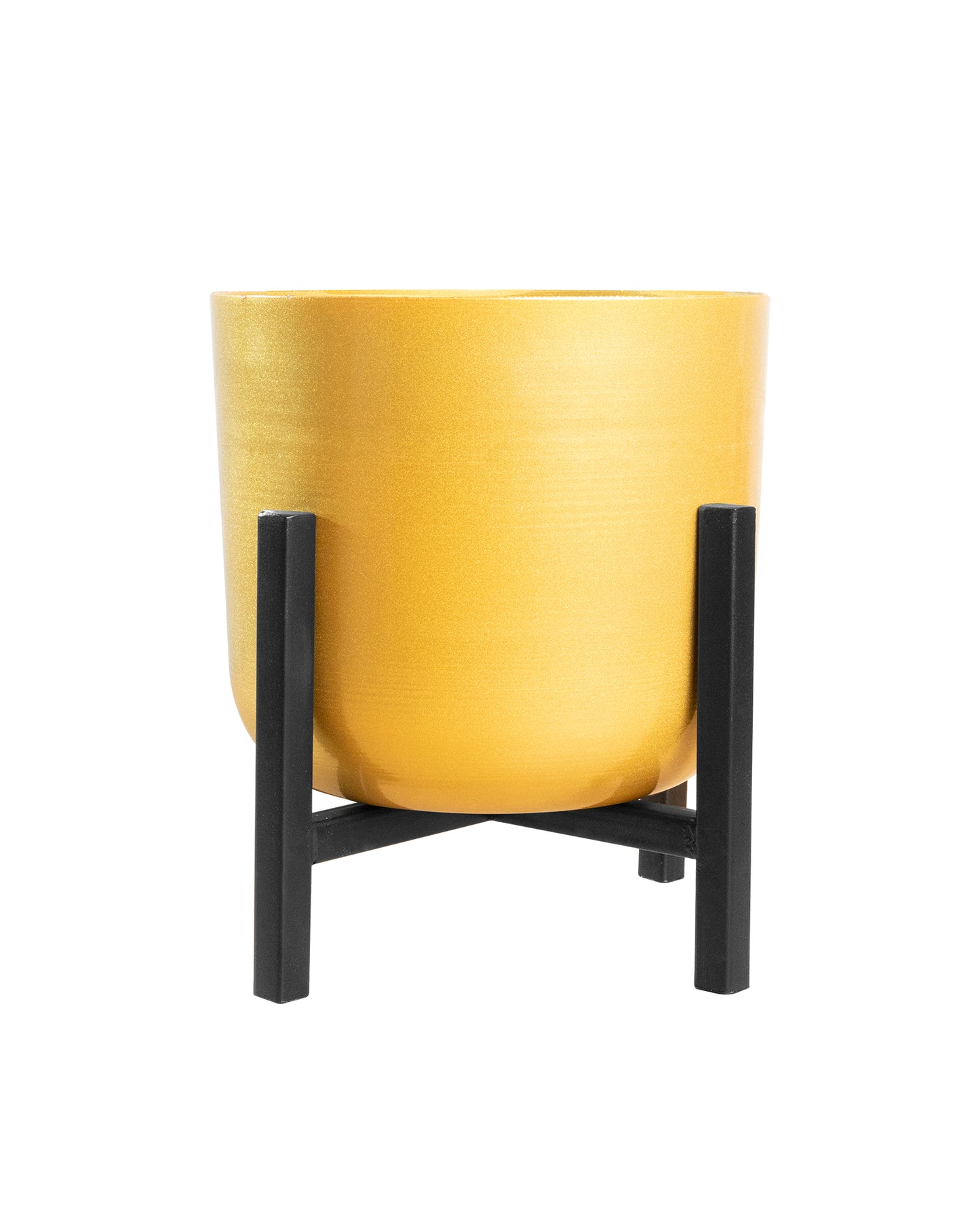 Mid Century Plant Stand with Pot Included 8 Inch Large Metal Planter Pot with Stand,Pack of 1
