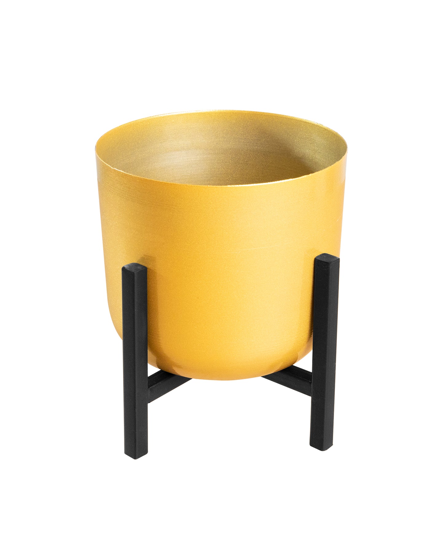 Mid Century Plant Stand with Pot Included 8 Inch Large Metal Planter Pot with Stand,Pack of 1