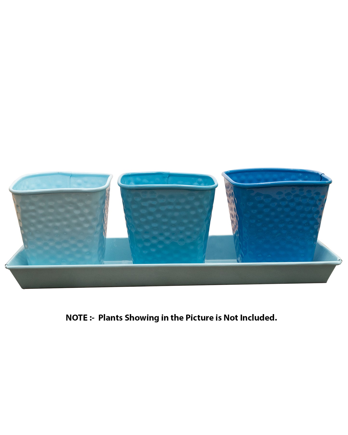 Herb Pot Planter Set with Tray for Indoor Garden or Outdoor Use,Metal Succulent Potted Planters for Kitchen, (Set of 3, 4.25” x 4” Planters on 12.5” x 4" Tray)
