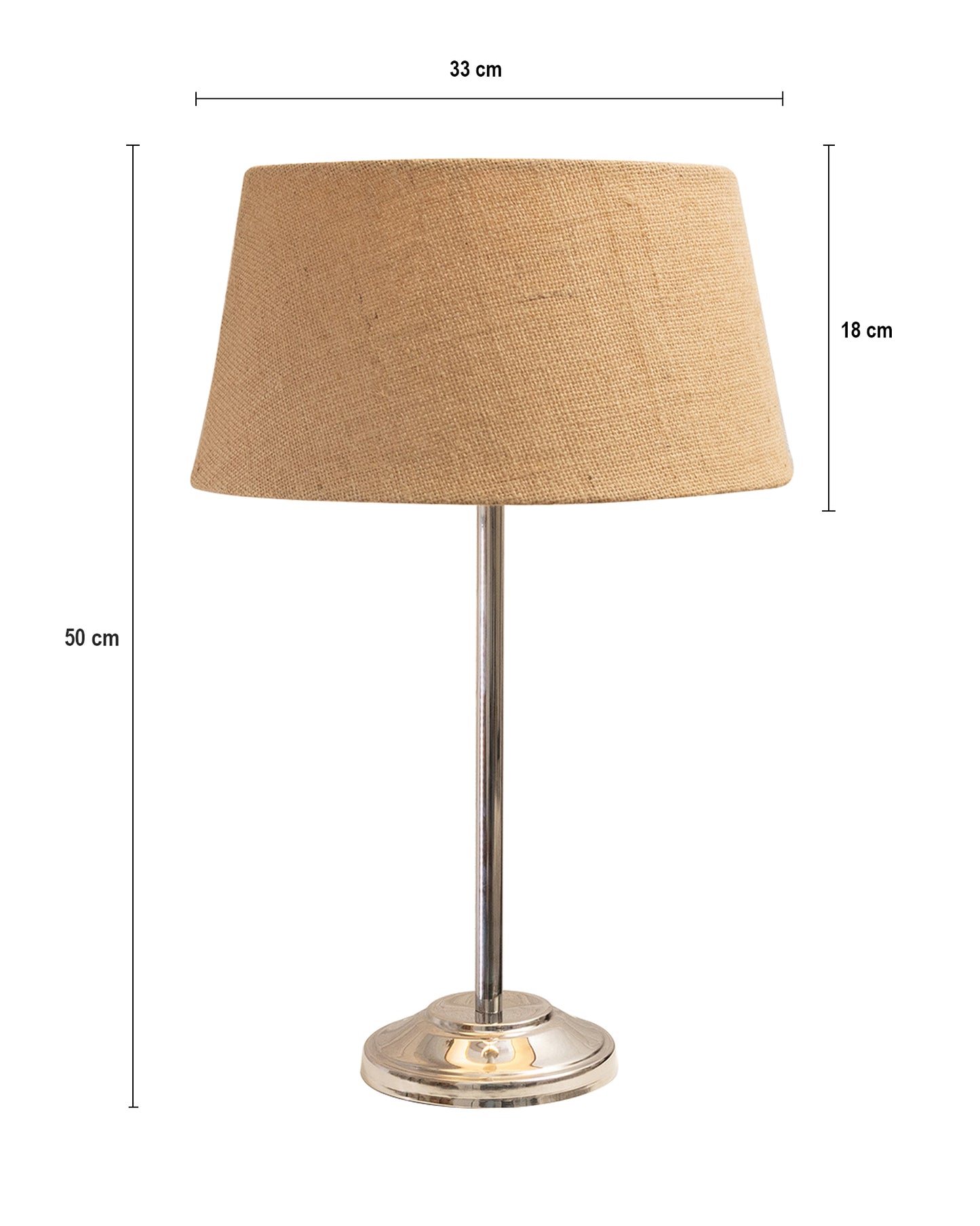 Gray Chrome 13" Basic Table Lamp with Fabric Shade, Bedside Light