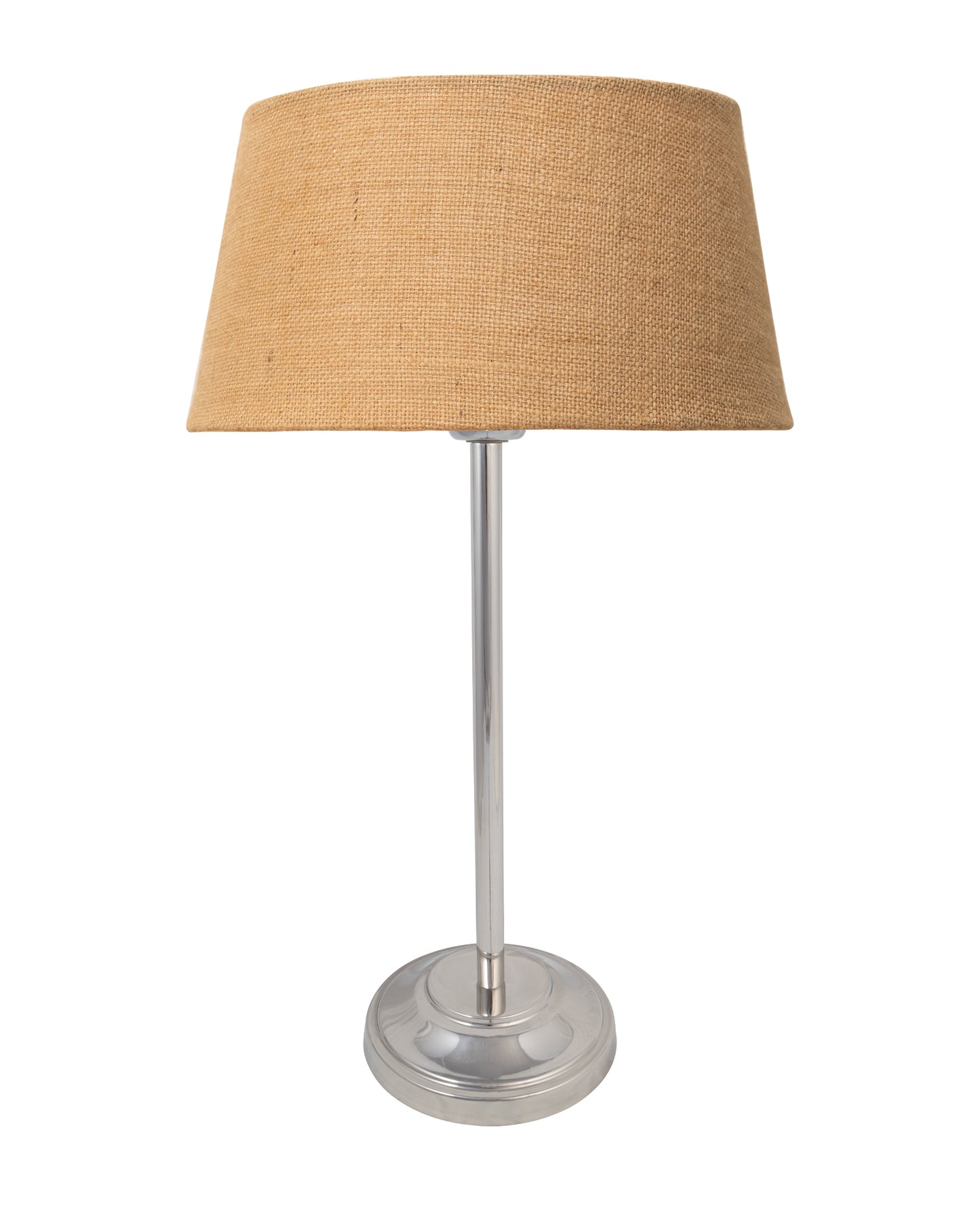 Gray Chrome 13" Basic Table Lamp with Fabric Shade, Bedside Light