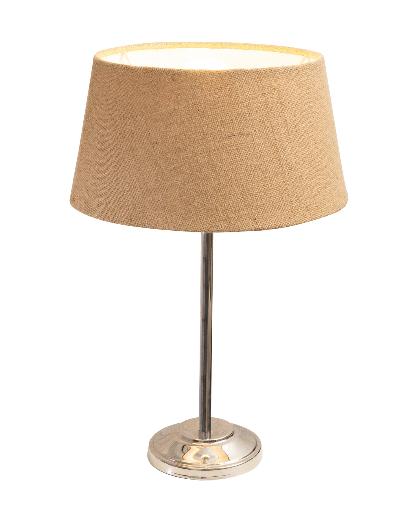 Gray Chrome 13" Basic Table Lamp with Fabric Shade, Bedside Light