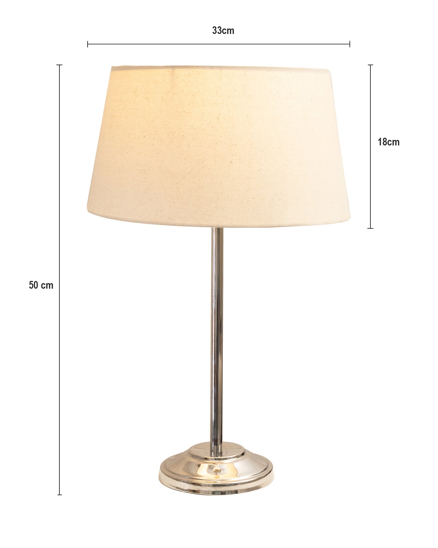 Gray Chrome 13" Basic Table Lamp with Fabric Shade, Bedside Light