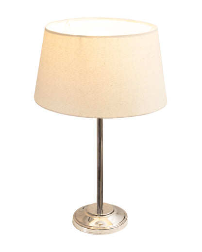 Gray Chrome 13" Basic Table Lamp with Fabric Shade, Bedside Light
