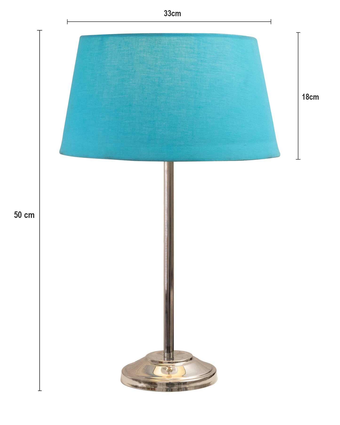Gray Chrome 13" Basic Table Lamp with Fabric Shade, Bedside Light