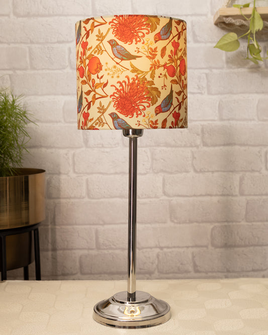 Gray Chrome 13" Basic Table Lamp with Fabric Shade, Bedside Light