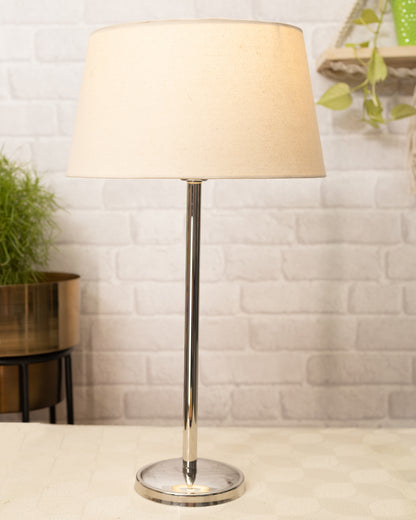 Gray Chrome 16" Suave Table Lamp with Fabric Shade, Bedside Light