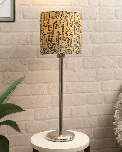 Gray Chrome 16" Suave Table Lamp with Fabric Shade, Bedside Light
