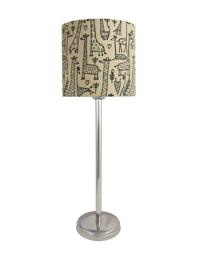 Gray Chrome 16" Suave Table Lamp with Fabric Shade, Bedside Light