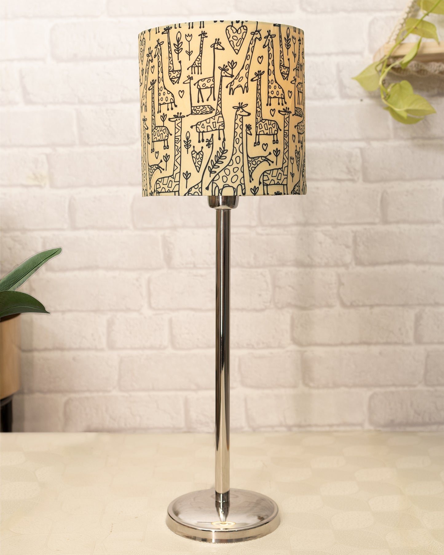 Gray Chrome 16" Suave Table Lamp with Fabric Shade, Bedside Light