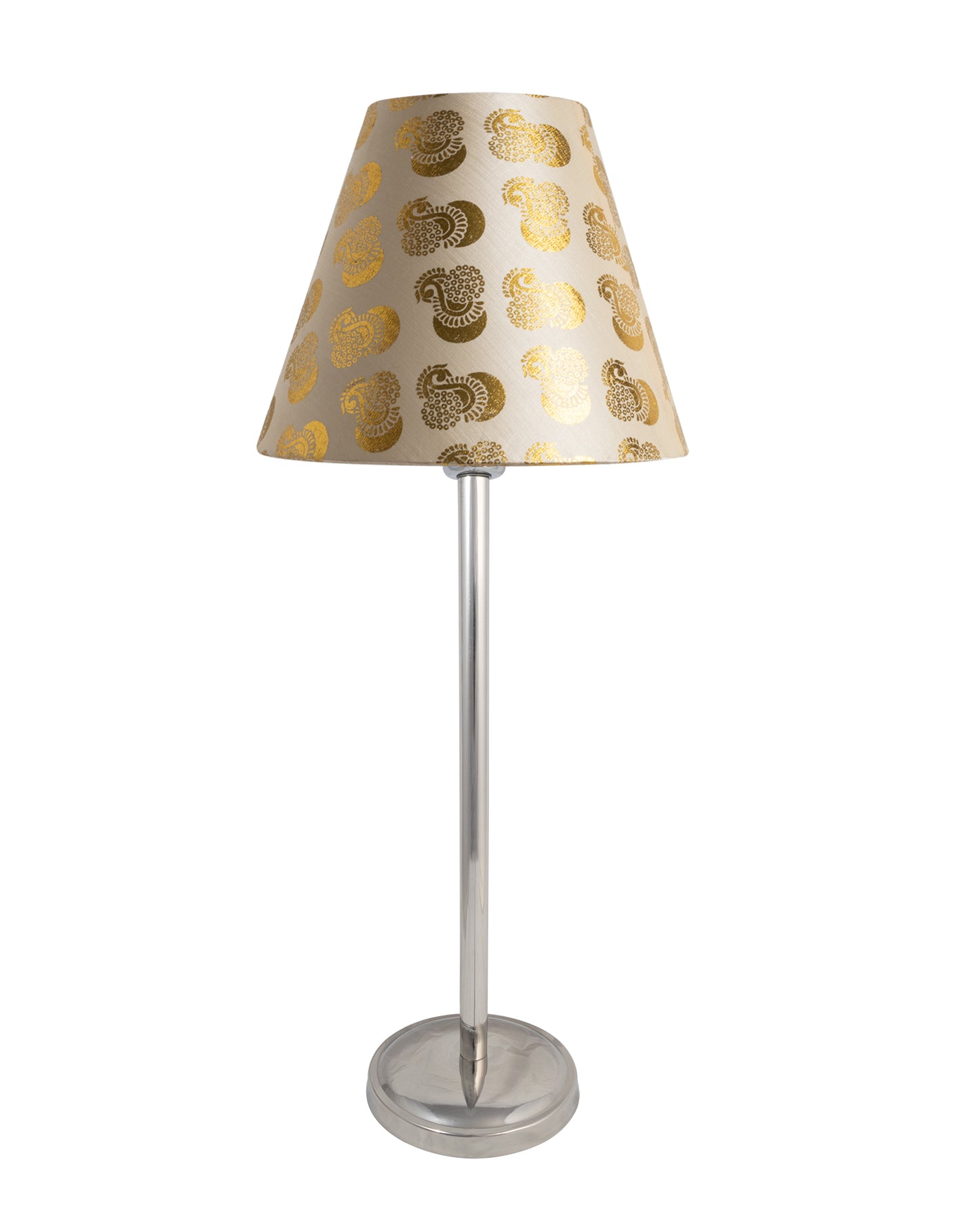 Gray Chrome 16" Suave Table Lamp with Fabric Shade, Bedside Light