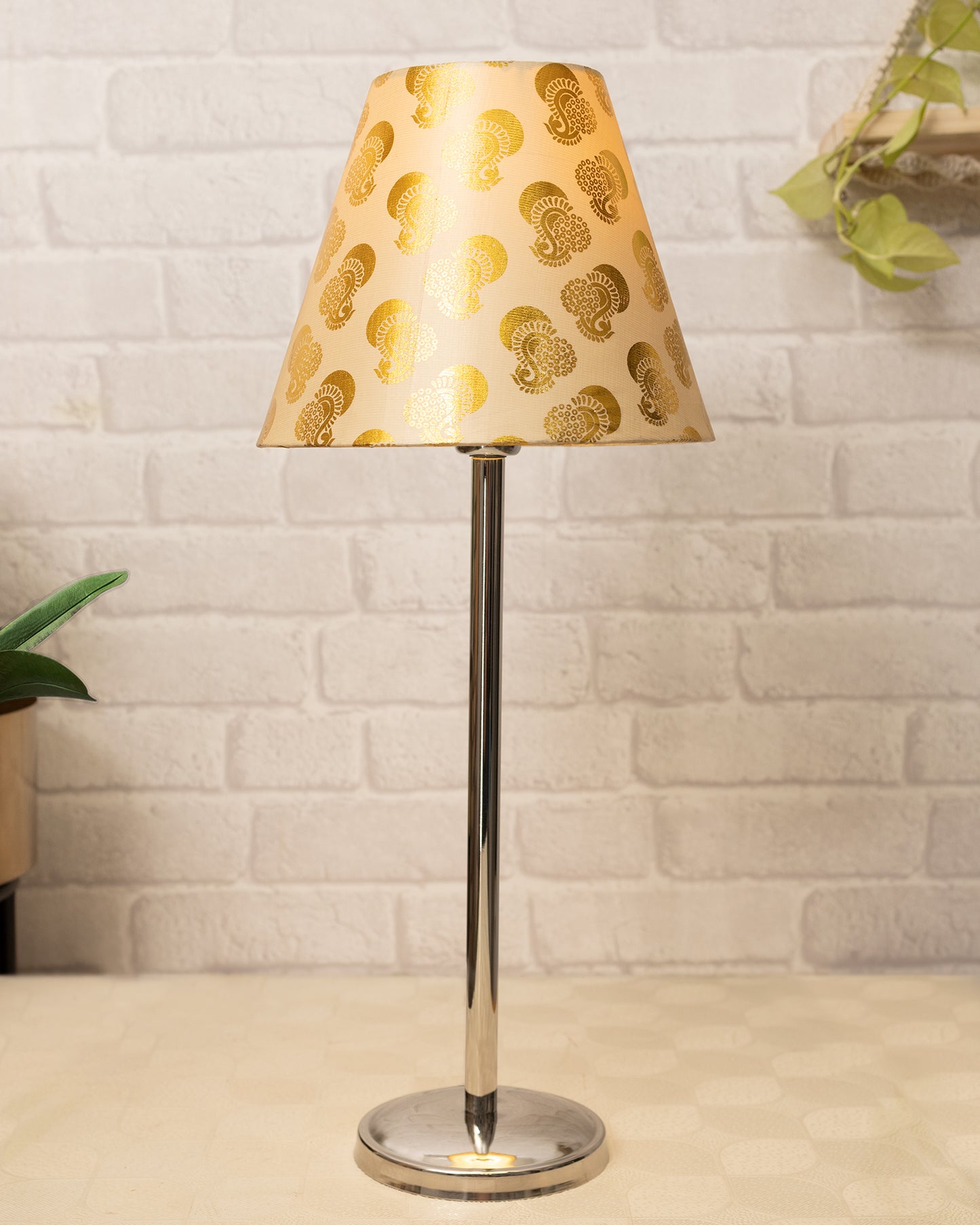 Gray Chrome 16" Suave Table Lamp with Fabric Shade, Bedside Light