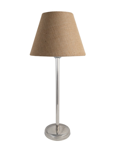 Gray Chrome 16" Suave Table Lamp with Fabric Shade, Bedside Light