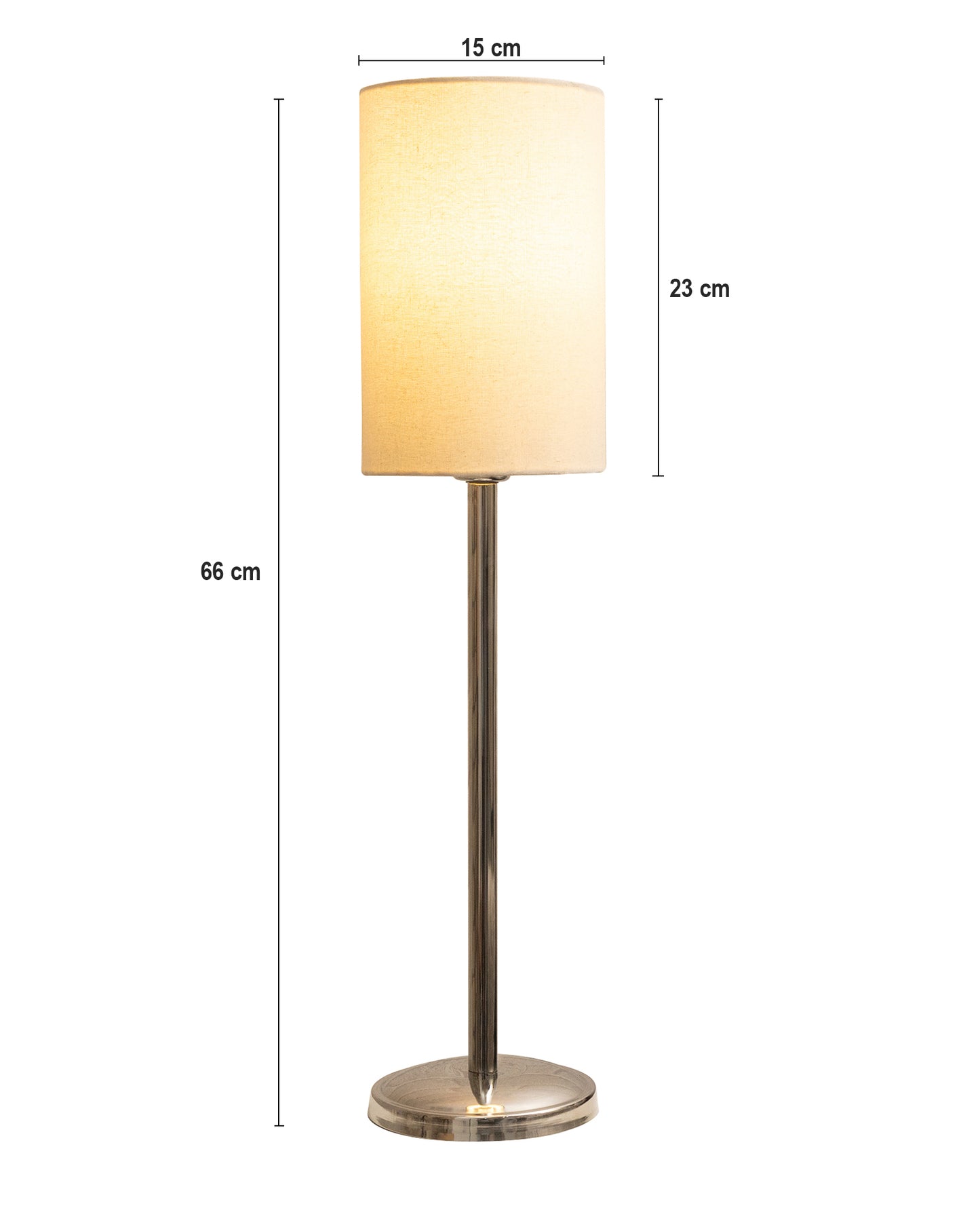Gray Chrome 16" Suave Table Lamp with Fabric Shade, Bedside Light