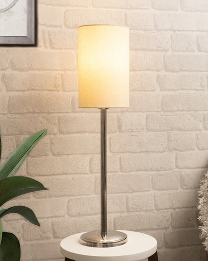 Gray Chrome 16" Suave Table Lamp with Fabric Shade, Bedside Light
