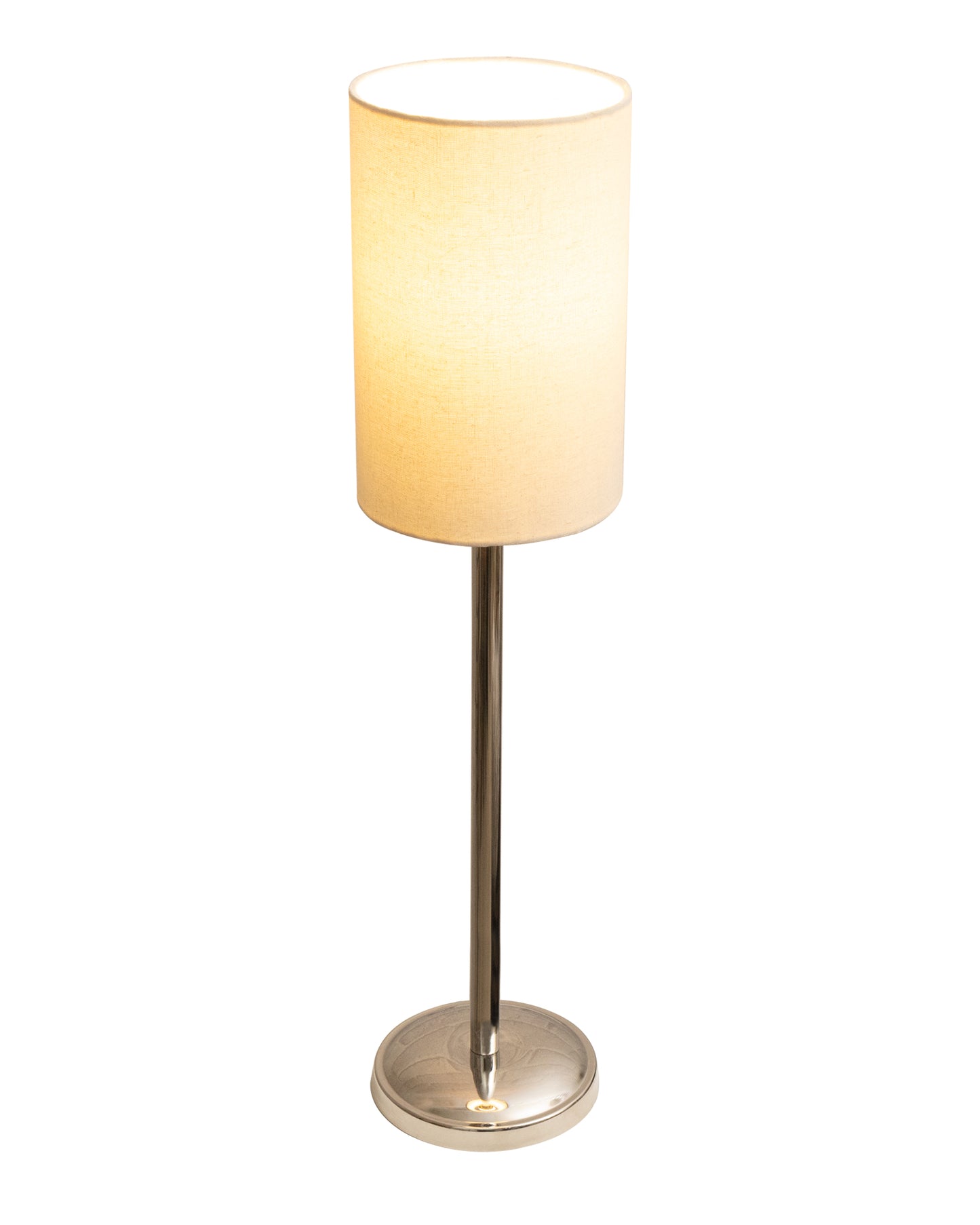 Gray Chrome 16" Suave Table Lamp with Fabric Shade, Bedside Light