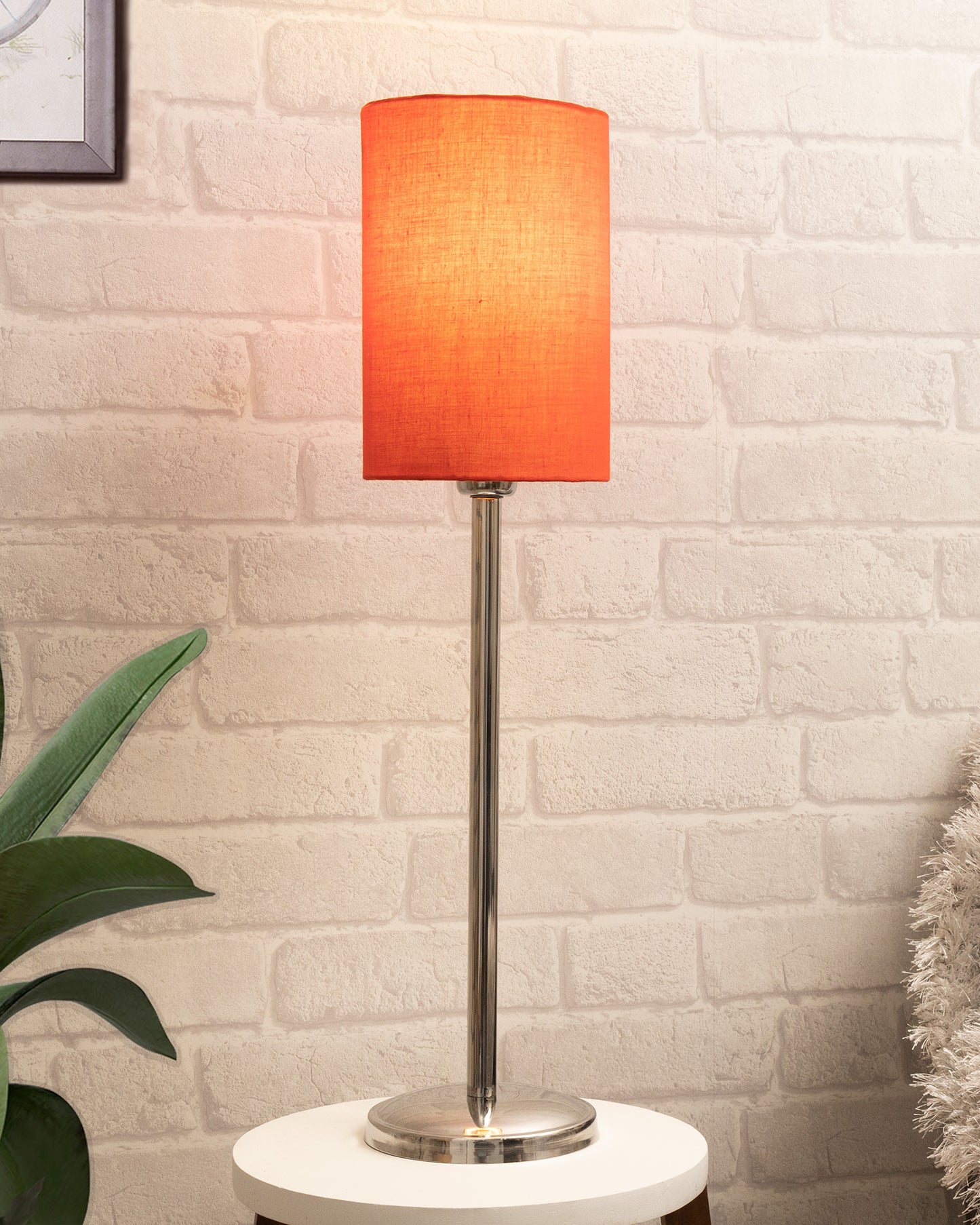 Gray Chrome 16" Suave Table Lamp with Fabric Shade, Bedside Light