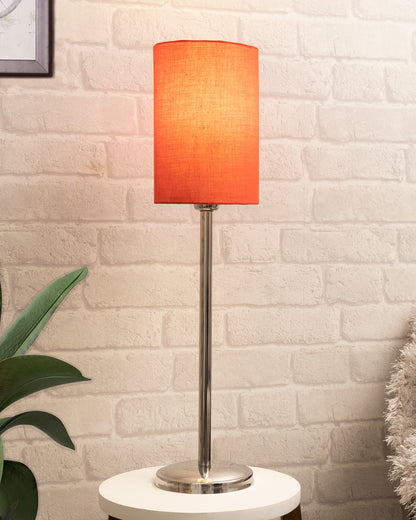Gray Chrome 16" Suave Table Lamp with Fabric Shade, Bedside Light