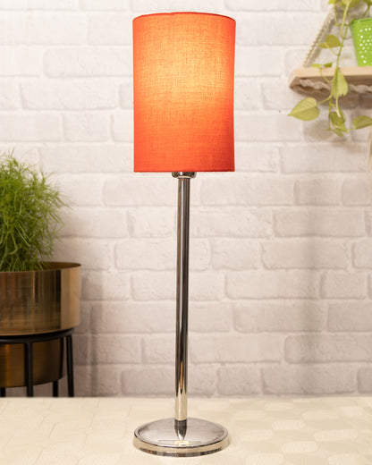 Gray Chrome 16" Suave Table Lamp with Fabric Shade, Bedside Light