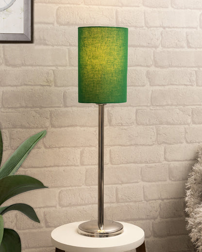 Gray Chrome 16" Suave Table Lamp with Fabric Shade, Bedside Light