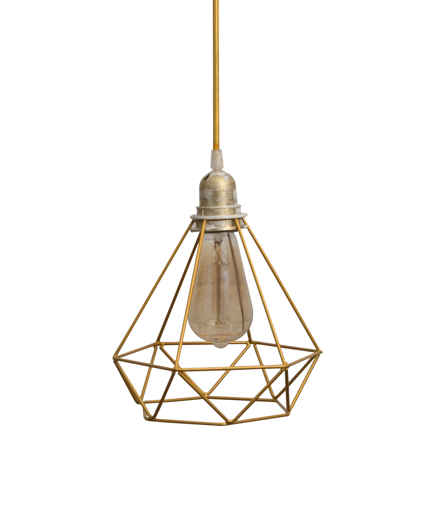 Lighting Golden Metal Cage Lampshade for Pendant Light With Antique handcraft brushed Holders Hanging Lighting Cord Fixture Farmhouse Bedroom Dining Room Decoration