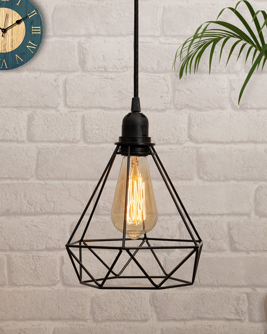 Lighting Black Metal Cage Lampshade for Pendant Light With Holder Hanging Lighting Cord Fixture Farmhouse Bedroom Dining Room Decoration